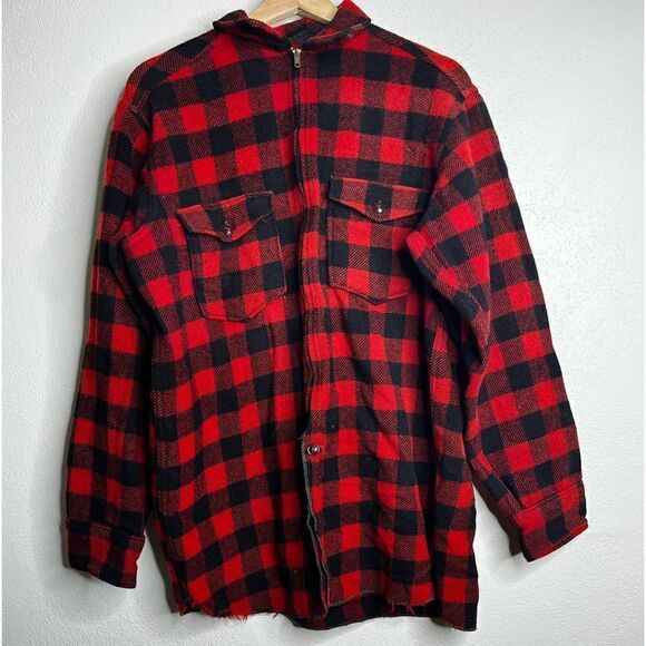 Vintage 60s Woolrich plaid full zip jacket men’s size large red
